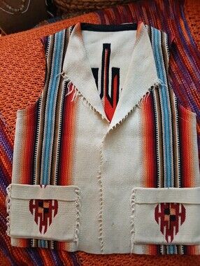 Vintage Chimayo Indian Hand Woven Vest Natural Dyes Used Vintage Size M Vest